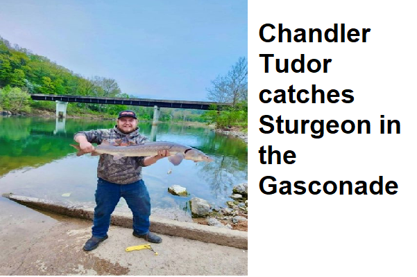 Chandler Lee Tudor hooked and landed a 4-foot lake sturgeon out of the Gasconade River